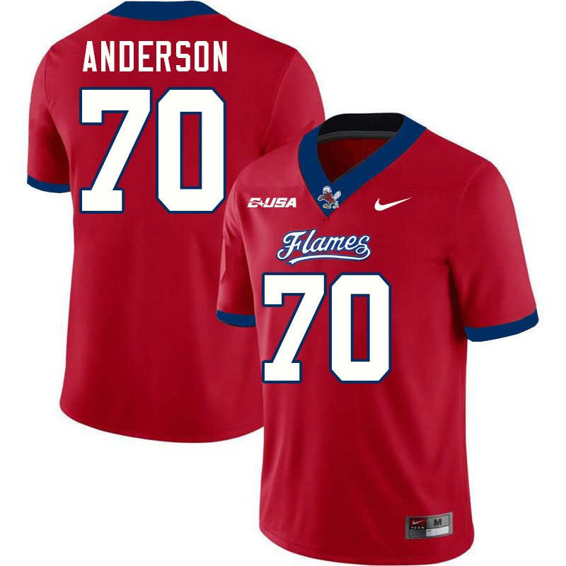 Liberty Flames #70 Austin Anderson College Football Jerseys Stitched-Red